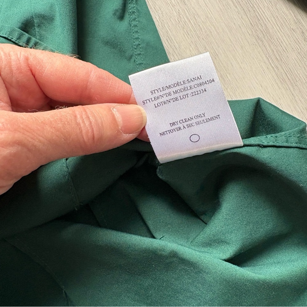 Theory Green Cotton Blend Tailored Button-Up Shirt Size Medium - Picture 8 of 11